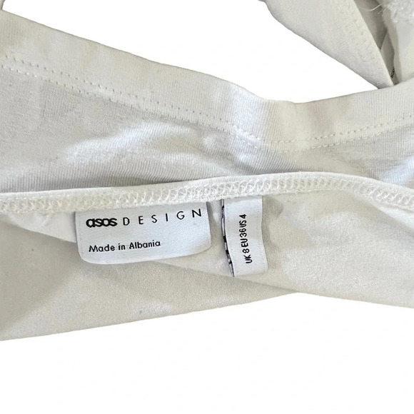 ASOS Design White Crop Top Size 4 Keyhole Neck Sleeveless Stretch Summer Casual - Picture 7 of 7